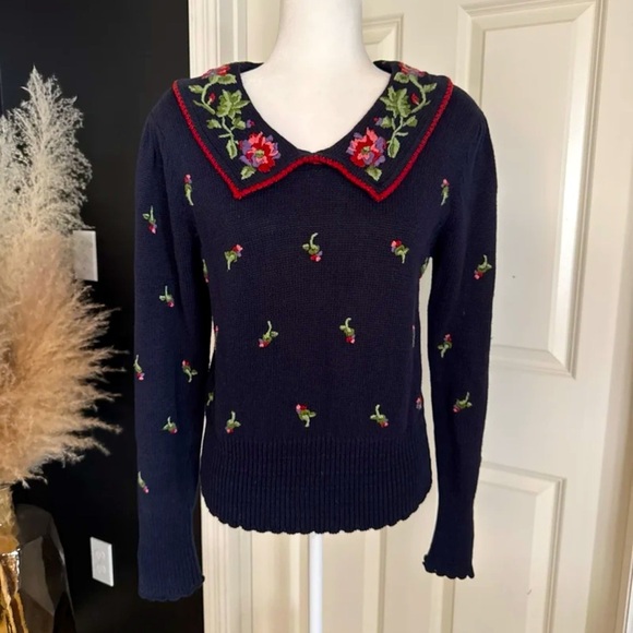Vintage Herman Geist Hand Embroidered Sweater 
Size Medium - Picture 1 of 12